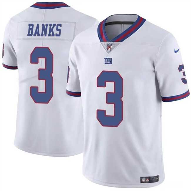 Men & Women & Youth New York Giants #3 Deonte Banks White Limited Football Stitched Jersey->new york giants->NFL Jersey